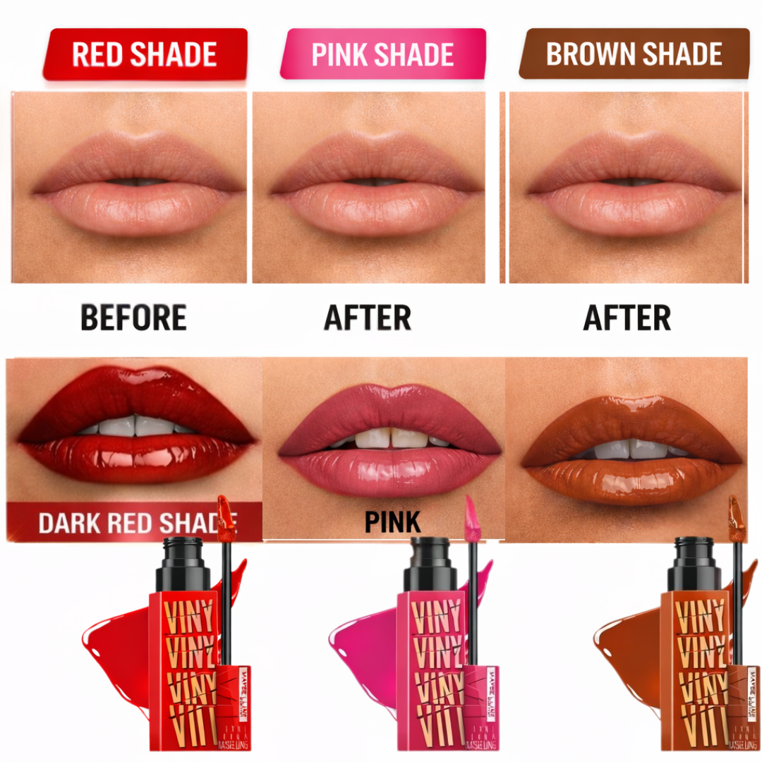 Maybelline Superstay Vinyl Ink Lipstick Set - 16H Wear, Transfer-Proof & Non-Sticky Glossy Finish (Pack of 3)