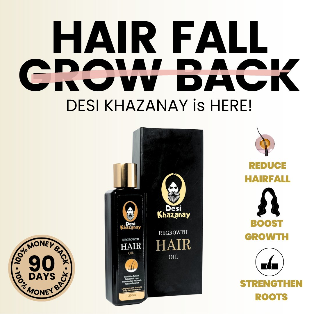 Desi Khazanay Hair Growth Oil + Ayurvedic Shampoo – Stops Hair Fall, Strengthens Roots, Promotes Regrowth, Reduces Dandruff – With Amla, Bhringraj, Onion Seed & Keratin