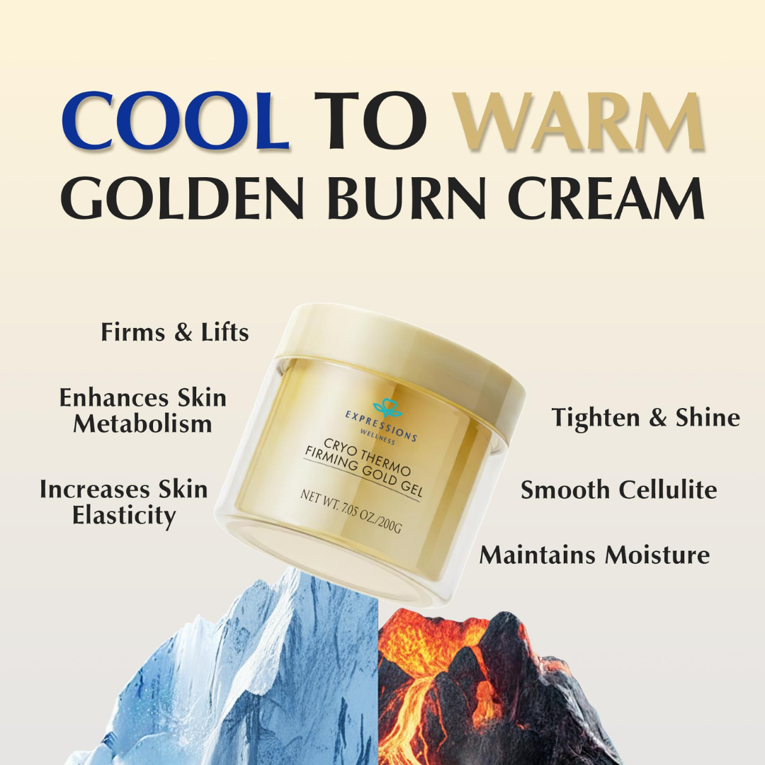 Expressions Wellness Cryo Thermo Firming Gold Gel – Infused with 24K Gold – Firms, Tightens & Transforms Skin – Reduces Stretch Marks, Wrinkles & Cellulite – For Belly, Arms, Thighs & Body Contouring