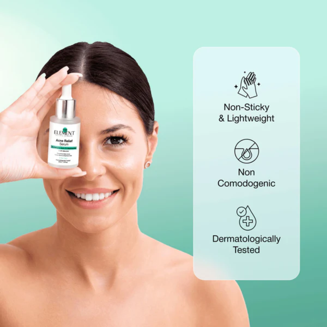 The Element Acne Relief Serum – Clear Acne, Control Oil & Reveal Clearer Skin – Triple Action Acne Defense – Fights Acne, Controls Oil, Minimizes Pores, Fades Marks