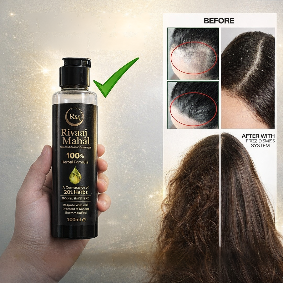 Rivaaj Mahal Herbal Hair Oil | 100% Natural Formula with 20+ Herbs | Reduces Hair Fall, Promotes Growth & Fights Dandruff
