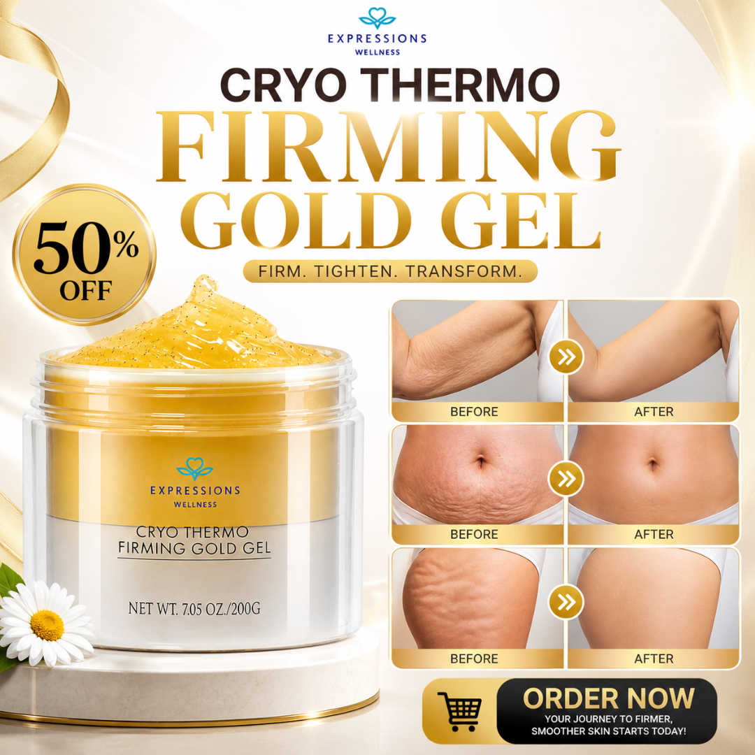 Expressions Wellness Cryo Thermo Firming Gold Gel – Infused with 24K Gold – Firms, Tightens & Transforms Skin – Reduces Stretch Marks, Wrinkles & Cellulite – For Belly, Arms, Thighs & Body Contouring