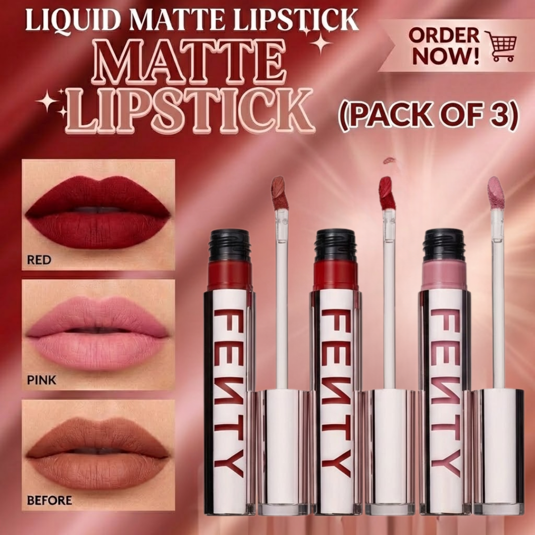 Fenty Icon Velvet Liquid Lipstick – Pack of 3 | Longwear, Transfer-Proof Matte Lipstick