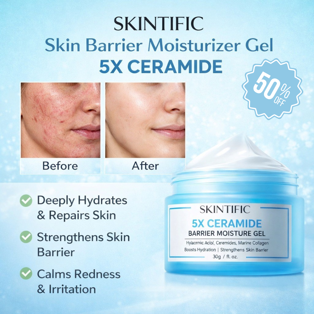 SKINTIFIC 5X Ceramide Barrier Moisture Gel | Hyaluronic Acid + Centella + Marine Collagen | Deep Hydration, Calms Redness & Repairs Skin Barrier