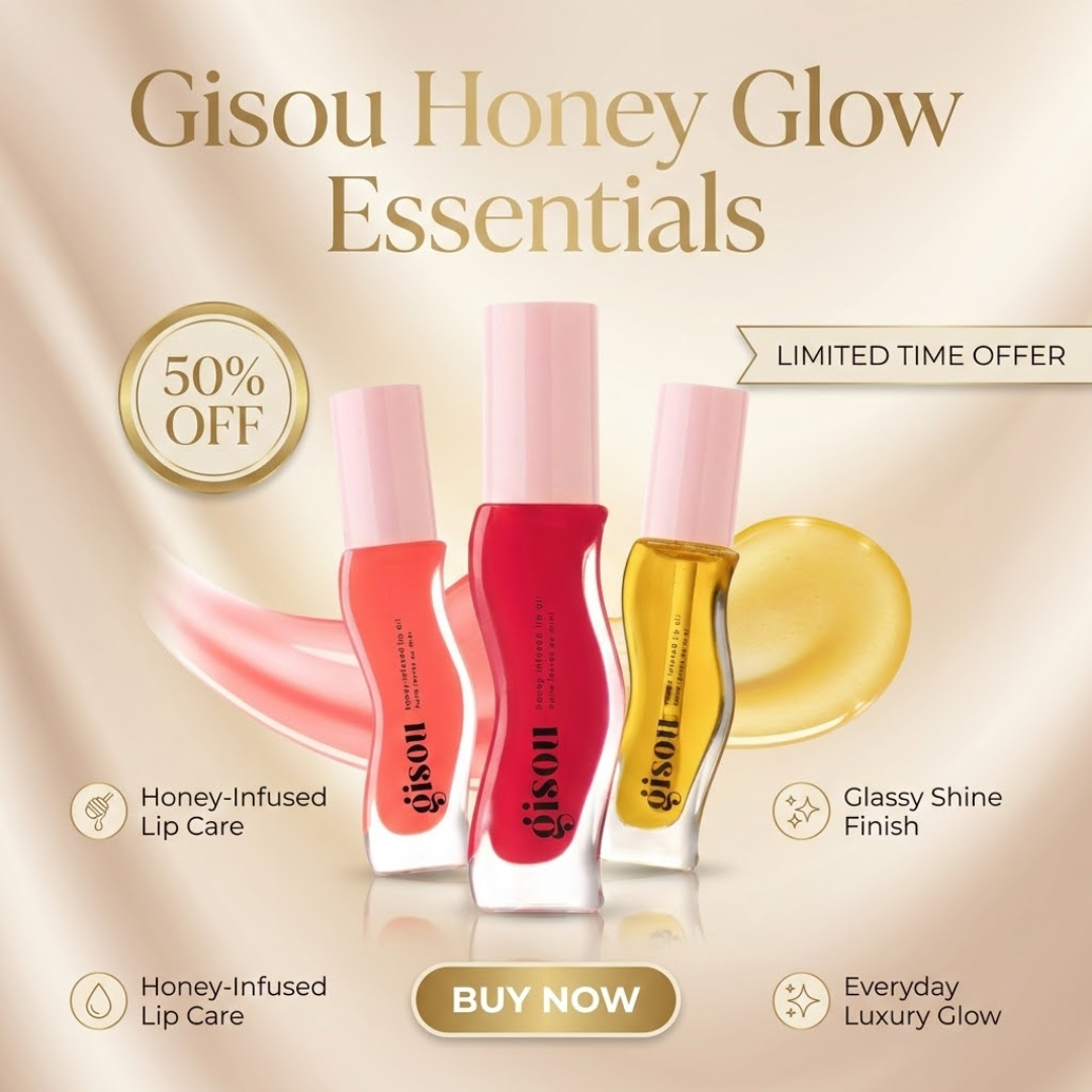 Gisou Honey Infused Lip Oil Trio | Honey-Infused Hydration, Glassy Shine, Non-Sticky Plumping Glow (Pack of 3)