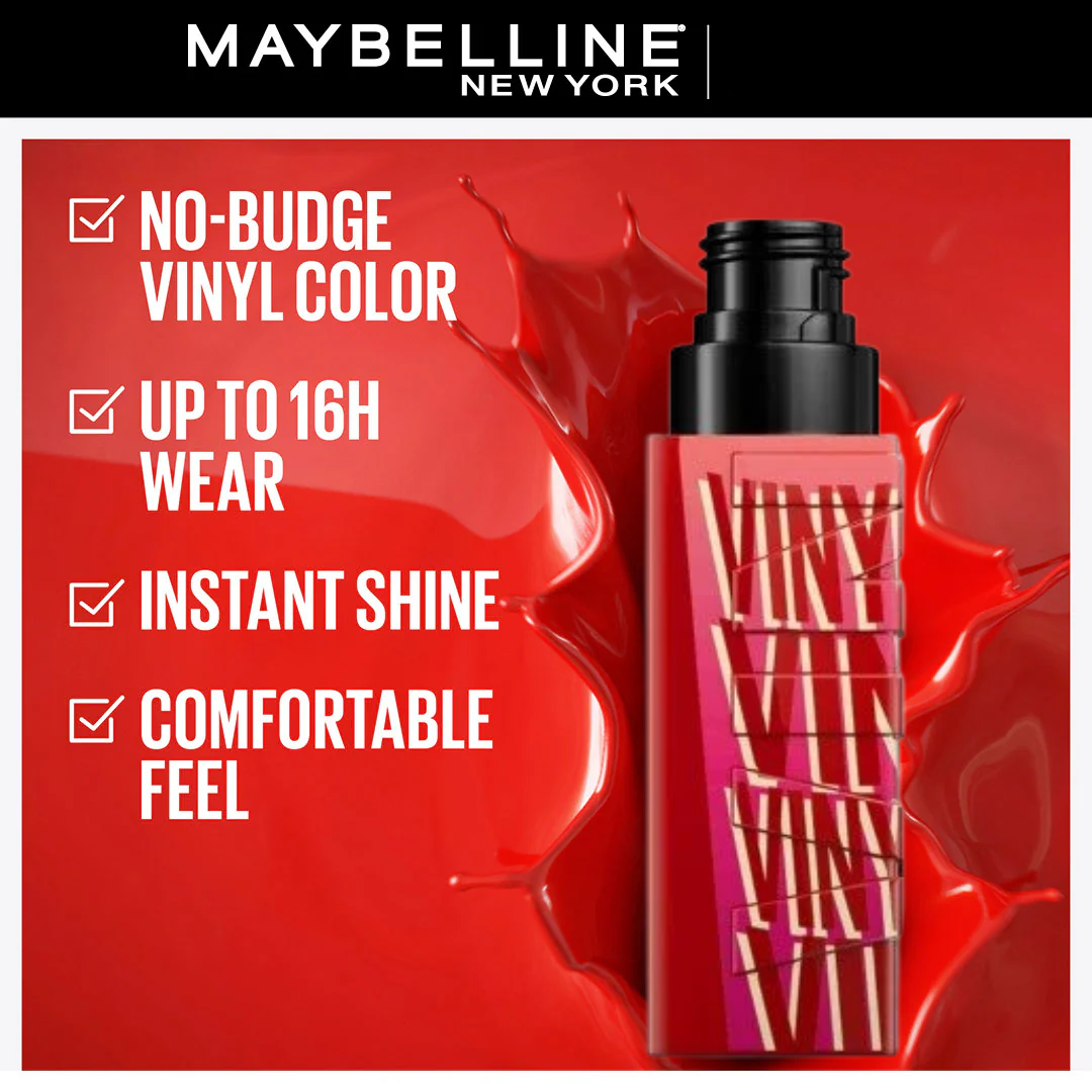 Maybelline Superstay Vinyl Ink Lipstick Set - 16H Wear, Transfer-Proof & Non-Sticky Glossy Finish (Pack of 3)