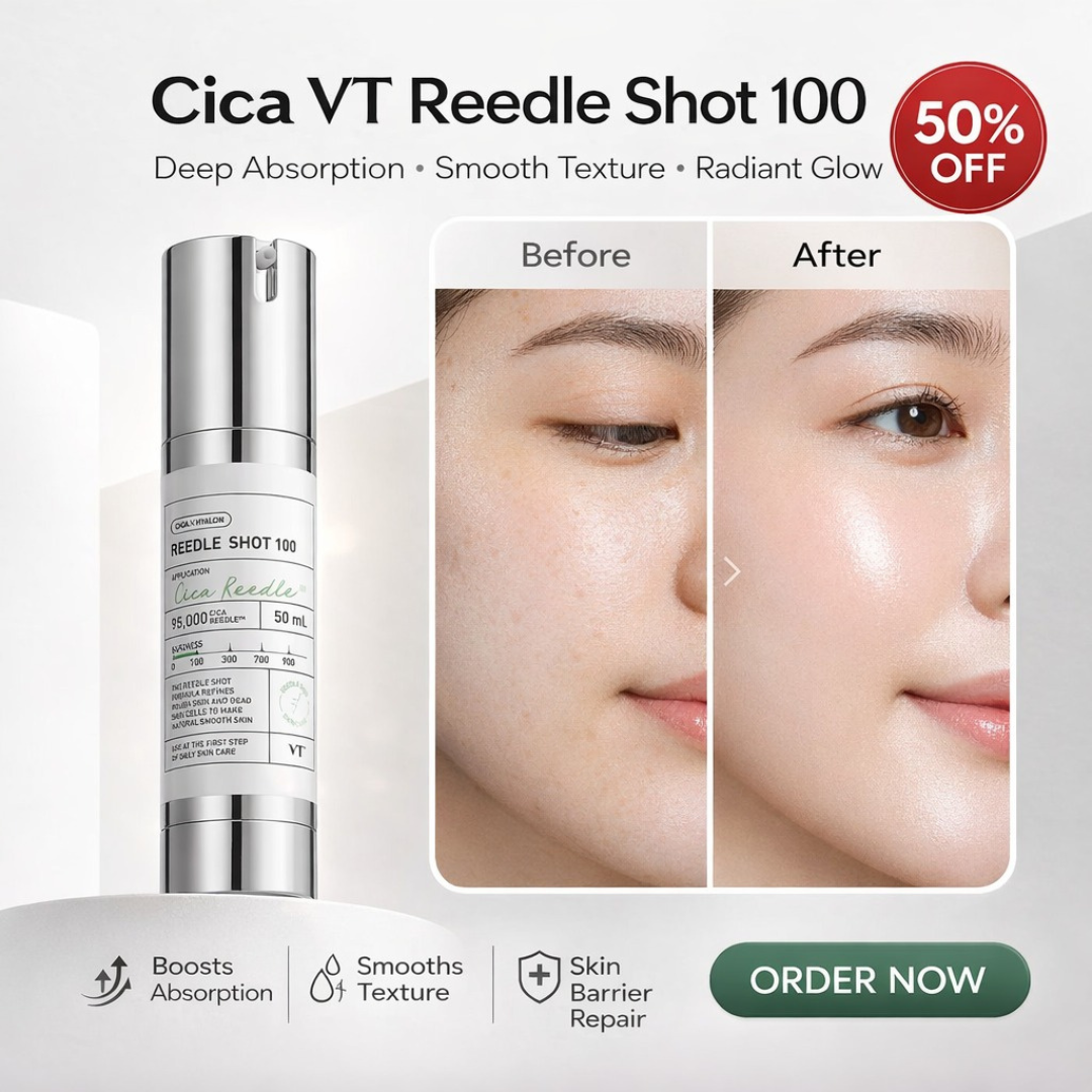 VT Cosmetics Cica Reedle Shot 100 | Micro-Needling Serum with 95,000 Cica Reedles | Smooths Texture, Boosts Absorption & Repairs Skin Barrier