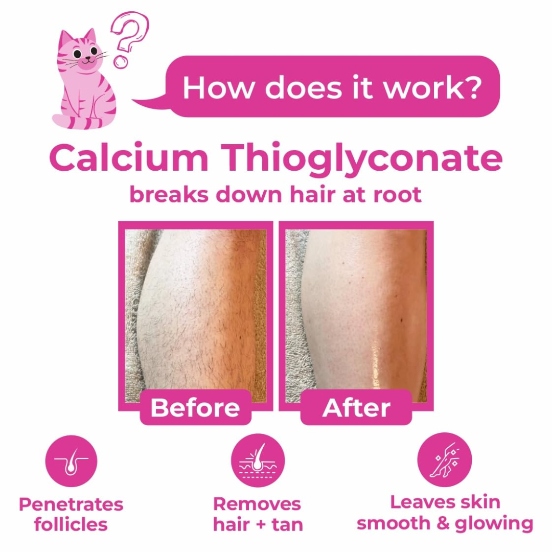 Meeow Club 10-Min Painless Body Wax | Rose Hair Removal Powder with Licorice & Rice Extract | Brightening, Exfoliating & Nourishing for All Skin Types