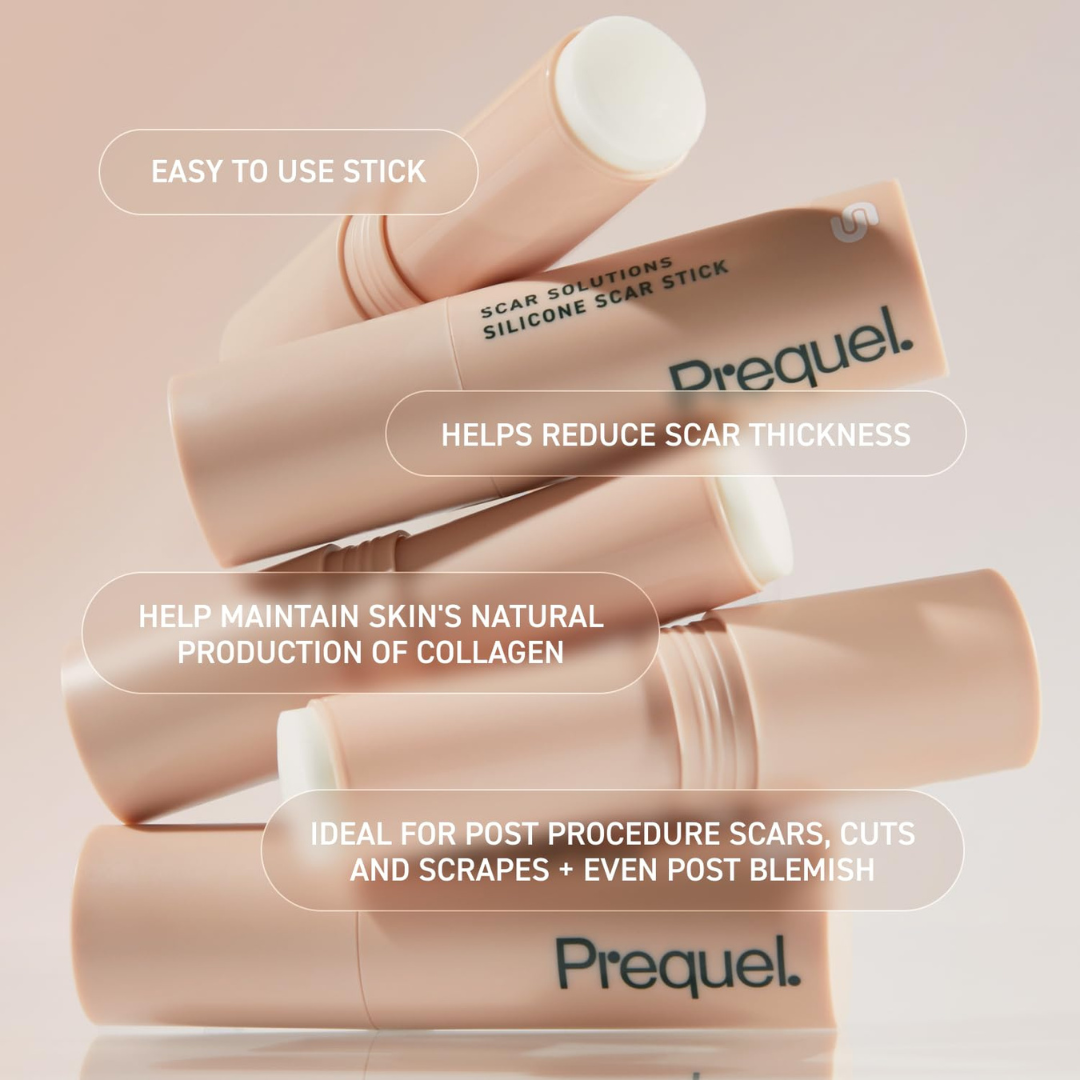 Prequel Scar Solutions Silicone Scar Stick | 60% Silicone + Onion Bulb Ferment + Centella Asiatica | Reduces Scar Thickness, Redness & Improves Texture