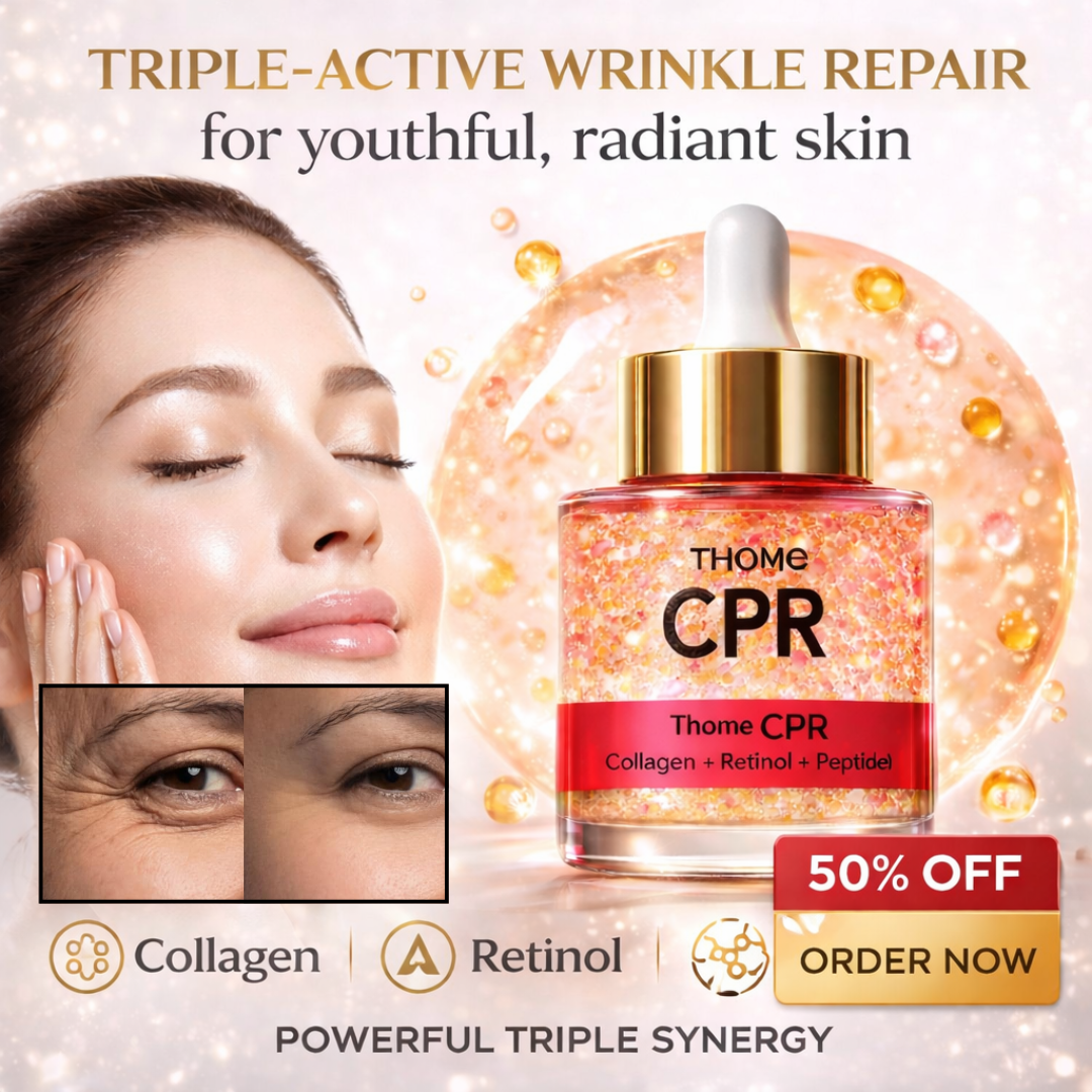Thome CPR Triple-Synergy Wrinkle Care Serum | Collagen 1% + Peptides 1% + Retinal 0.1% | Golden Ratio Formula for Wrinkles, Pores & Radiance