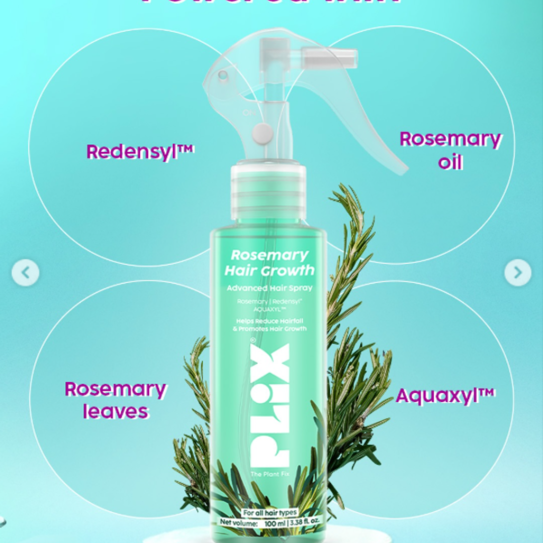 Plix Rosemary Hair Growth Advanced Hair Spray | Redensyl + Aquaxyl + Rosemary Oil | Reduces Hair Fall, Boosts Growth & Strengthens Roots
