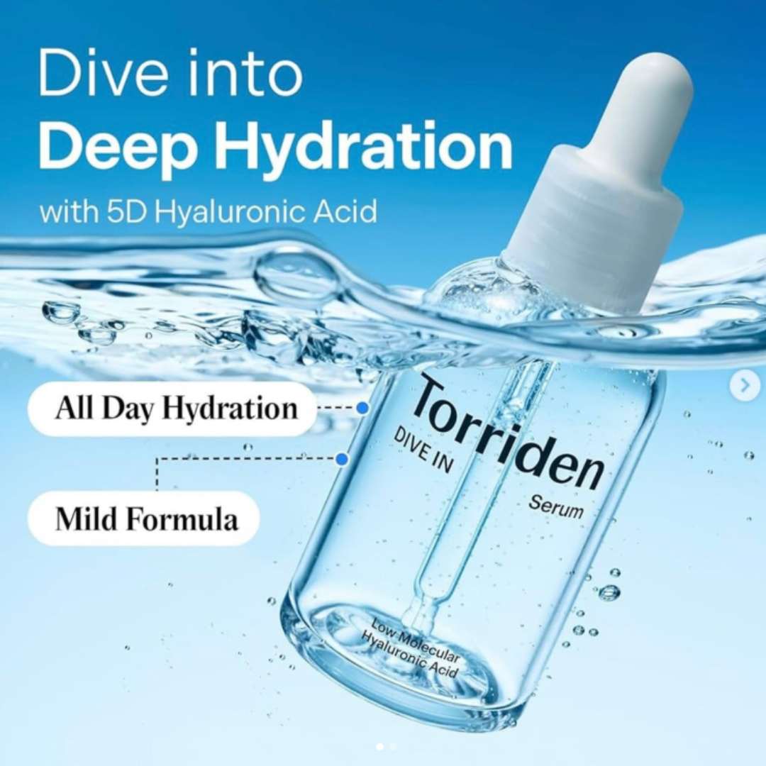 Torriden Dive In Hyaluronic Acid Serum | 5D Hyaluronic Acid Complex + Panthenol + Allantoin | 48H Deep Hydration, Soothes & Plumps Skin