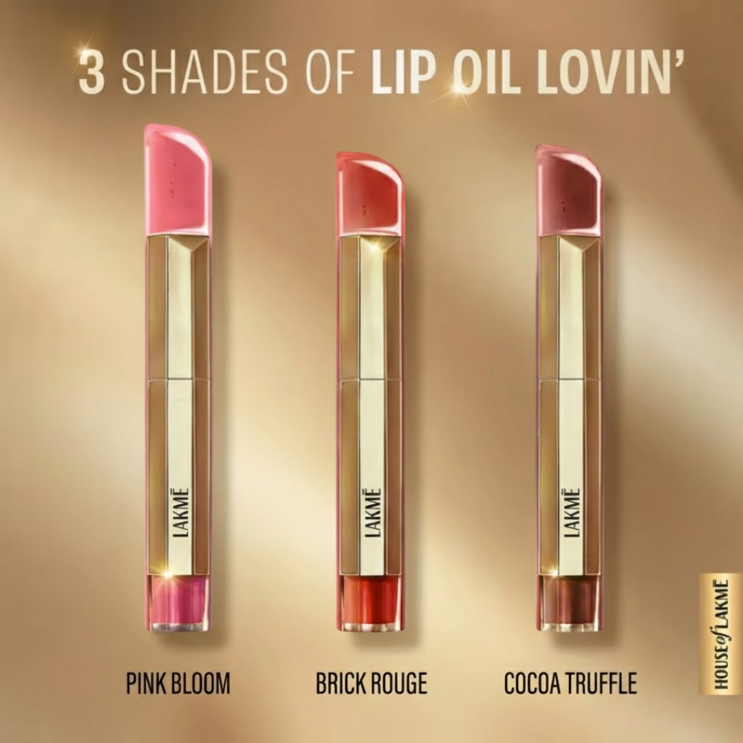 Lakmé 9To5 Tinted Lip Oil | Intense Color & Hydration with Hyaluronic Acid, Jojoba & Almond Oils