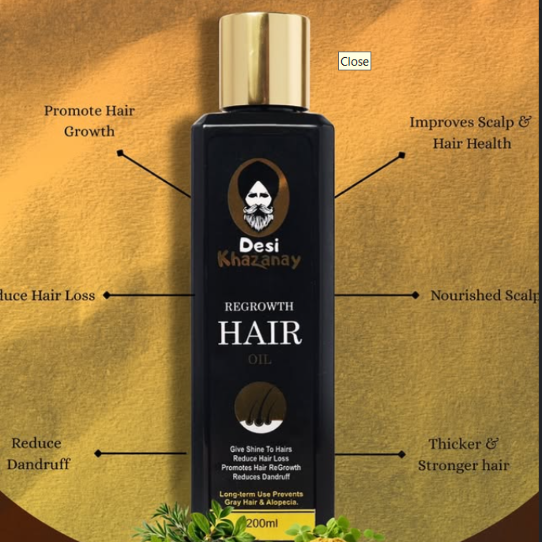 Desi Khazanay Hair Growth Oil + Ayurvedic Shampoo – Stops Hair Fall, Strengthens Roots, Promotes Regrowth, Reduces Dandruff – With Amla, Bhringraj, Onion Seed & Keratin