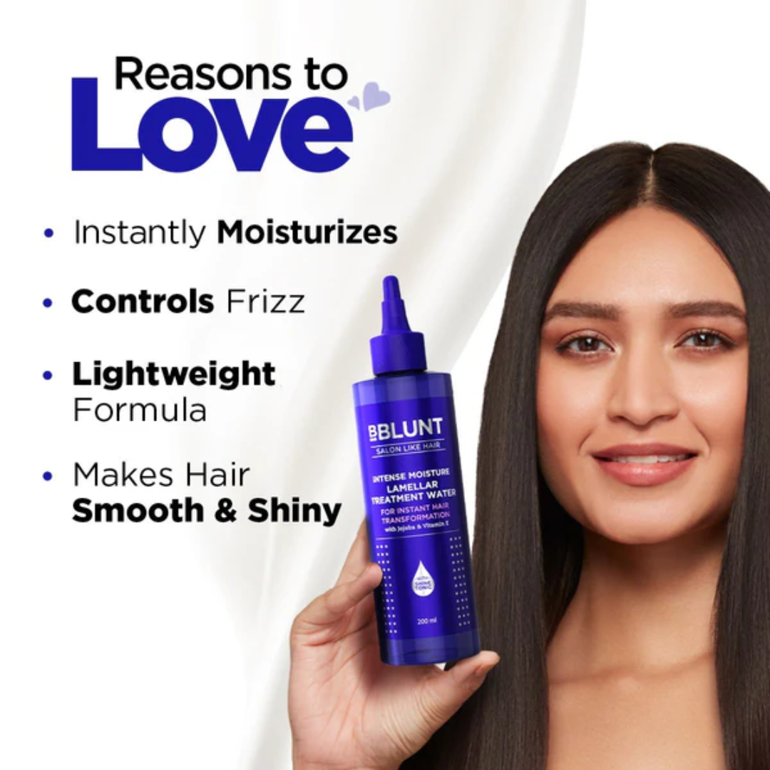 BBlunt Intense Moisture Lamellar Treatment Water | Instant Frizz Control, Smooth & Shiny Hair with Jojoba Oil & Vitamin E