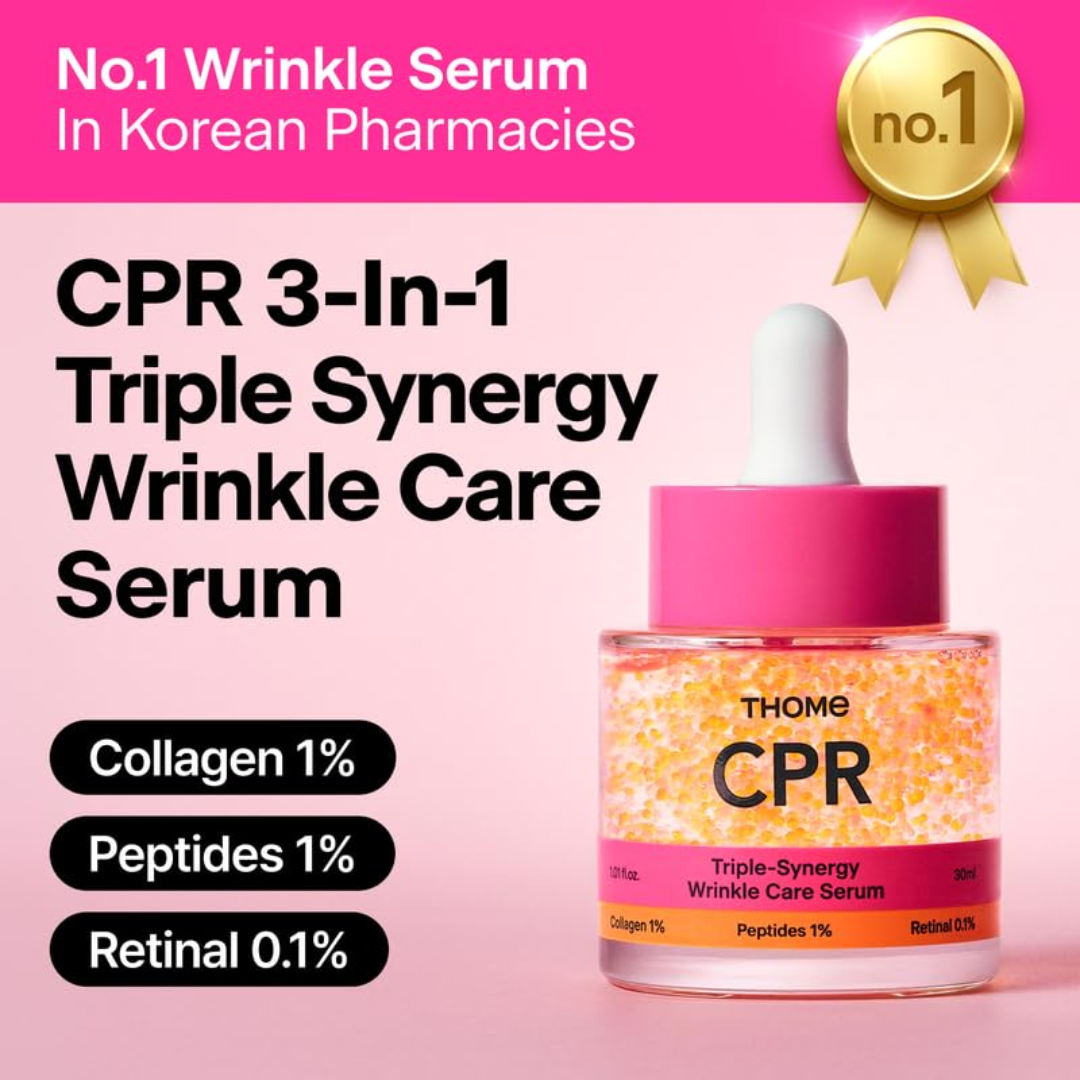 Thome CPR Triple-Synergy Wrinkle Care Serum | Collagen 1% + Peptides 1% + Retinal 0.1% | Golden Ratio Formula for Wrinkles, Pores & Radiance