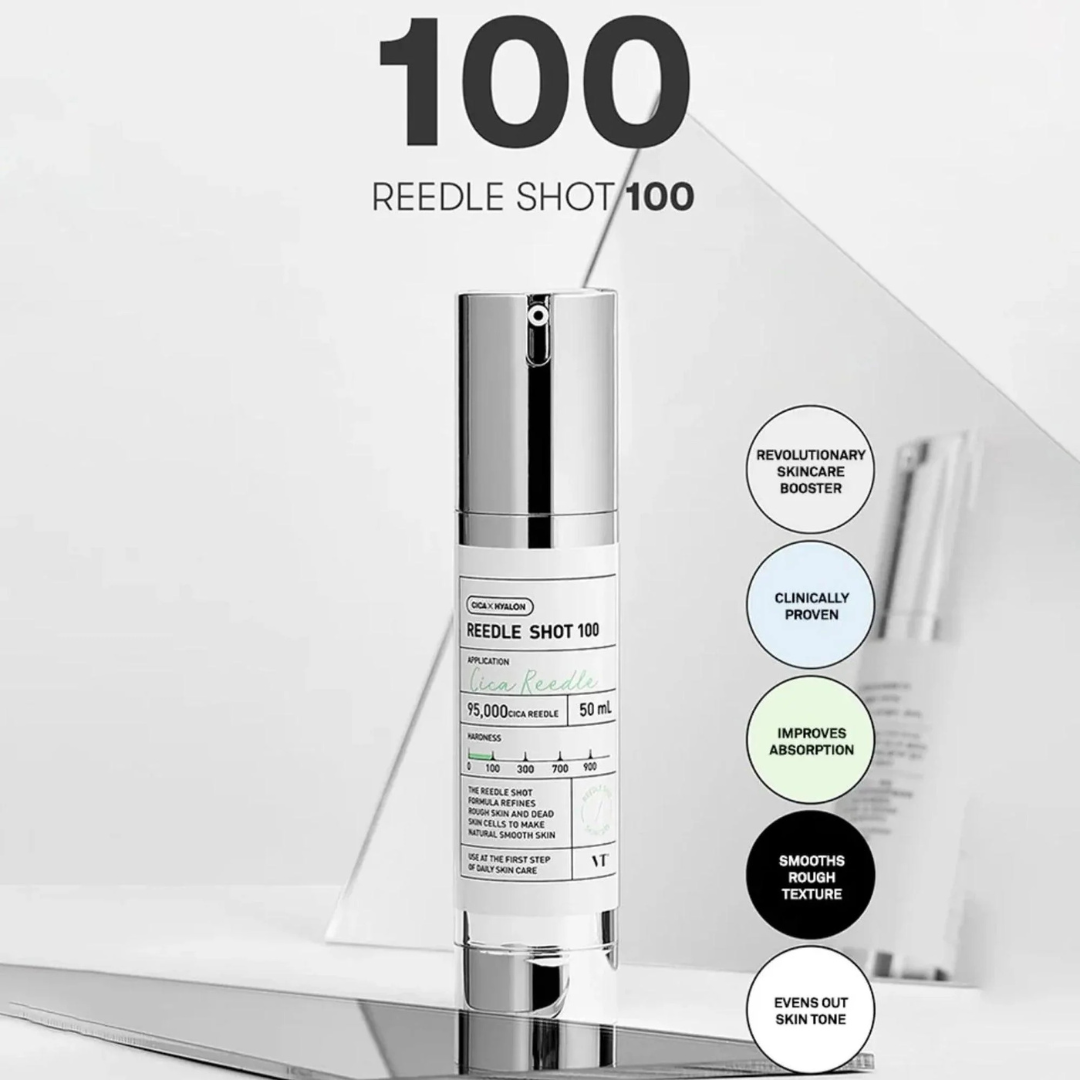 VT Cosmetics Cica Reedle Shot 100 | Micro-Needling Serum with 95,000 Cica Reedles | Smooths Texture, Boosts Absorption & Repairs Skin Barrier
