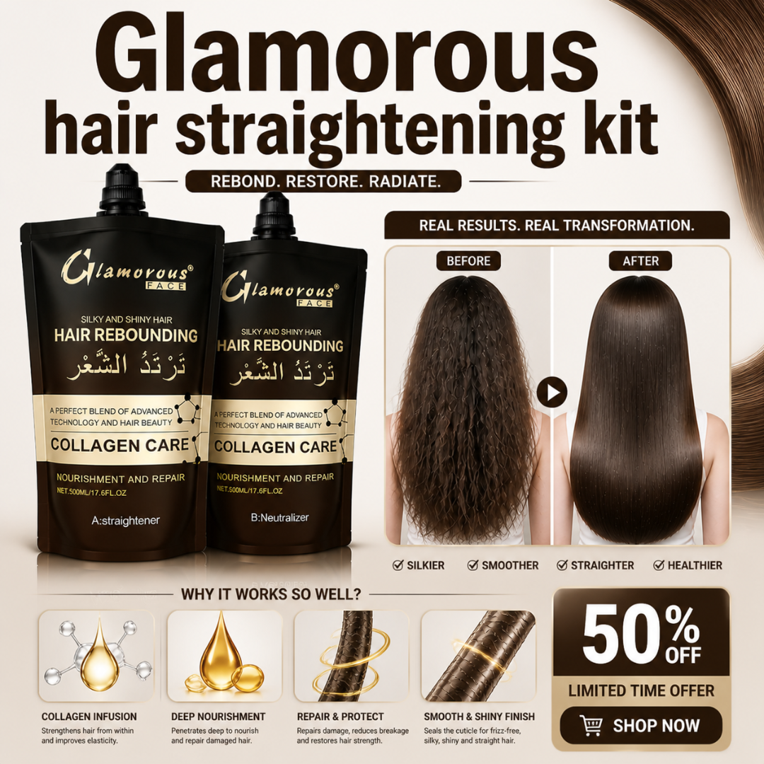Glamorous Hair Straightening Kit - Rebound, Restore & Radiate – With Collagen Care – Silky, Smooth & Straight Hair – Frizz-Free, Split-End-Free, Long-Lasting Shine