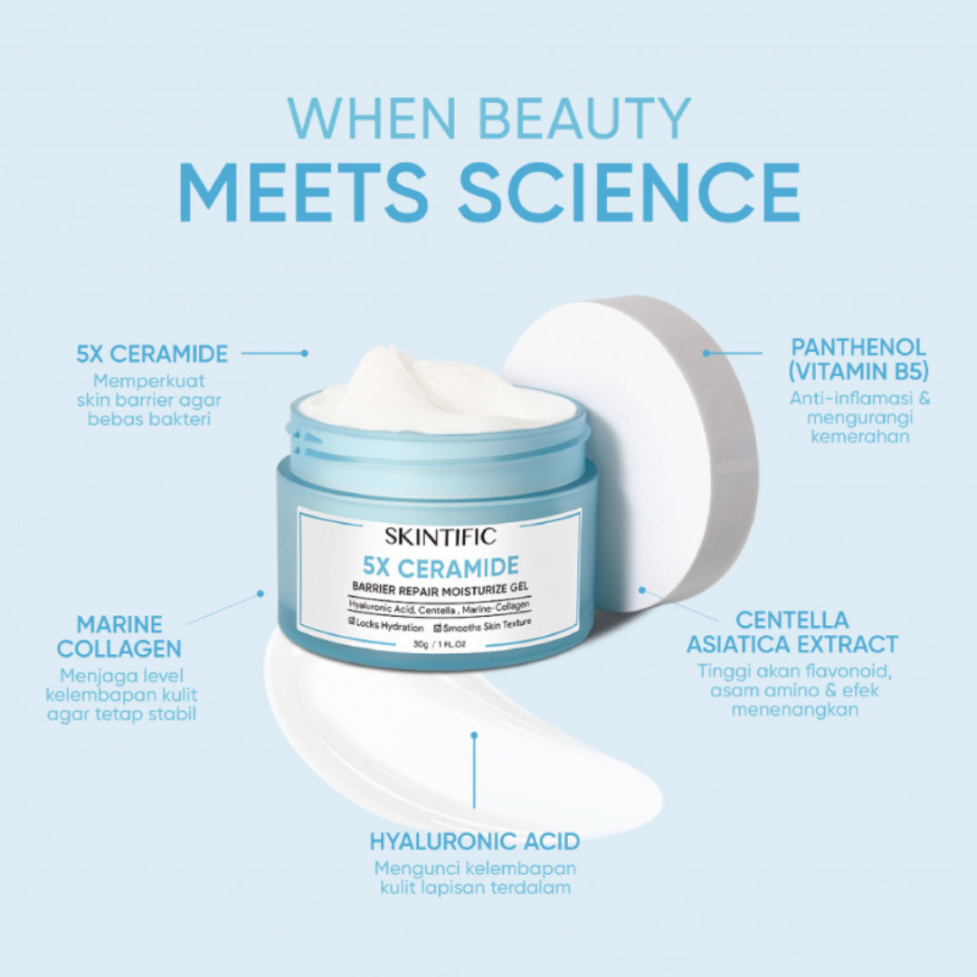 SKINTIFIC 5X Ceramide Barrier Moisture Gel | Hyaluronic Acid + Centella + Marine Collagen | Deep Hydration, Calms Redness & Repairs Skin Barrier