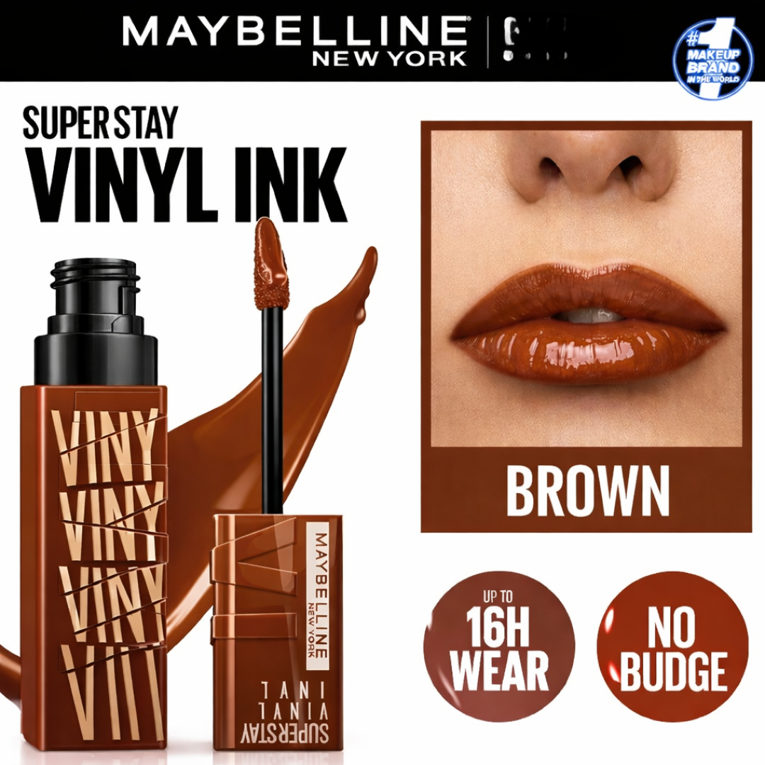 Maybelline Superstay Vinyl Ink Lipstick Set - 16H Wear, Transfer-Proof & Non-Sticky Glossy Finish (Pack of 3)