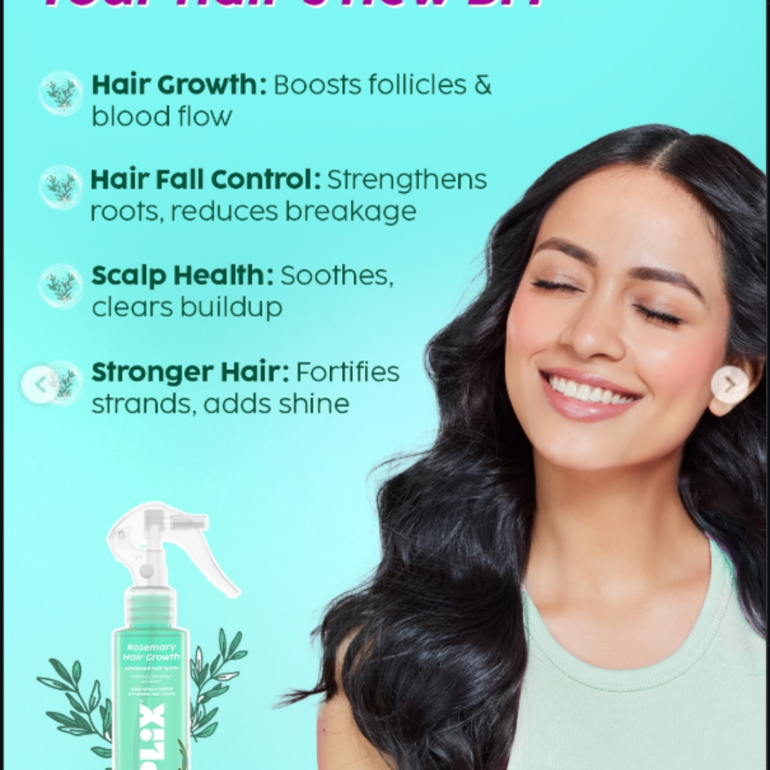 Plix Rosemary Hair Growth Advanced Hair Spray | Redensyl + Aquaxyl + Rosemary Oil | Reduces Hair Fall, Boosts Growth & Strengthens Roots