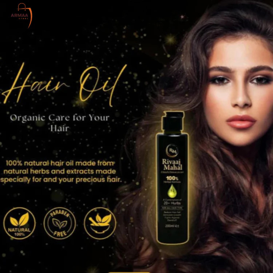 Rivaaj Mahal Herbal Hair Oil | 100% Natural Formula with 20+ Herbs | Reduces Hair Fall, Promotes Growth & Fights Dandruff