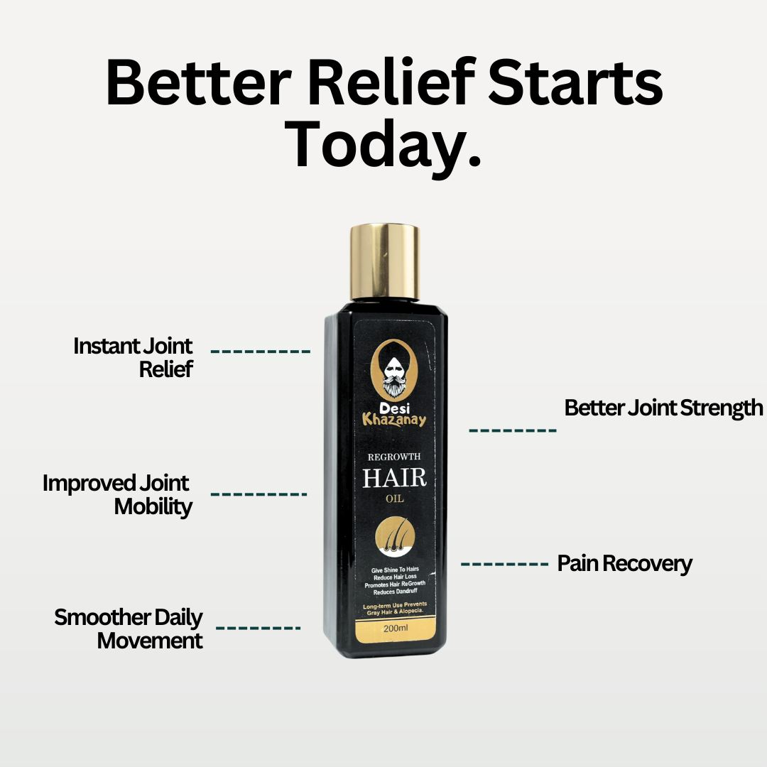 Desi Khazanay Hair Growth Oil + Ayurvedic Shampoo – Stops Hair Fall, Strengthens Roots, Promotes Regrowth, Reduces Dandruff – With Amla, Bhringraj, Onion Seed & Keratin