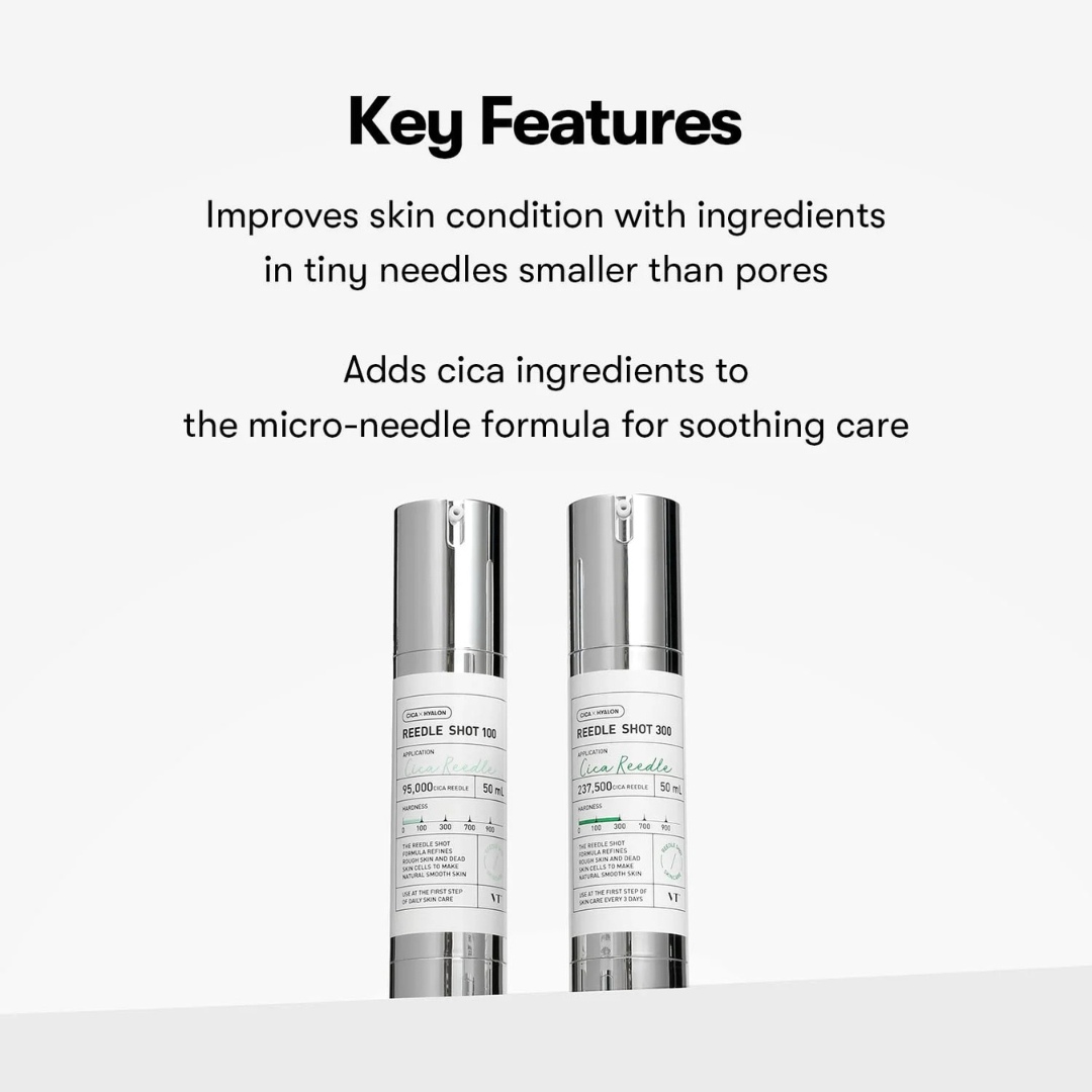 VT Cosmetics Cica Reedle Shot 100 | Micro-Needling Serum with 95,000 Cica Reedles | Smooths Texture, Boosts Absorption & Repairs Skin Barrier