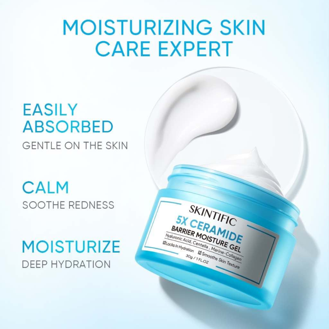 SKINTIFIC 5X Ceramide Barrier Moisture Gel | Hyaluronic Acid + Centella + Marine Collagen | Deep Hydration, Calms Redness & Repairs Skin Barrier