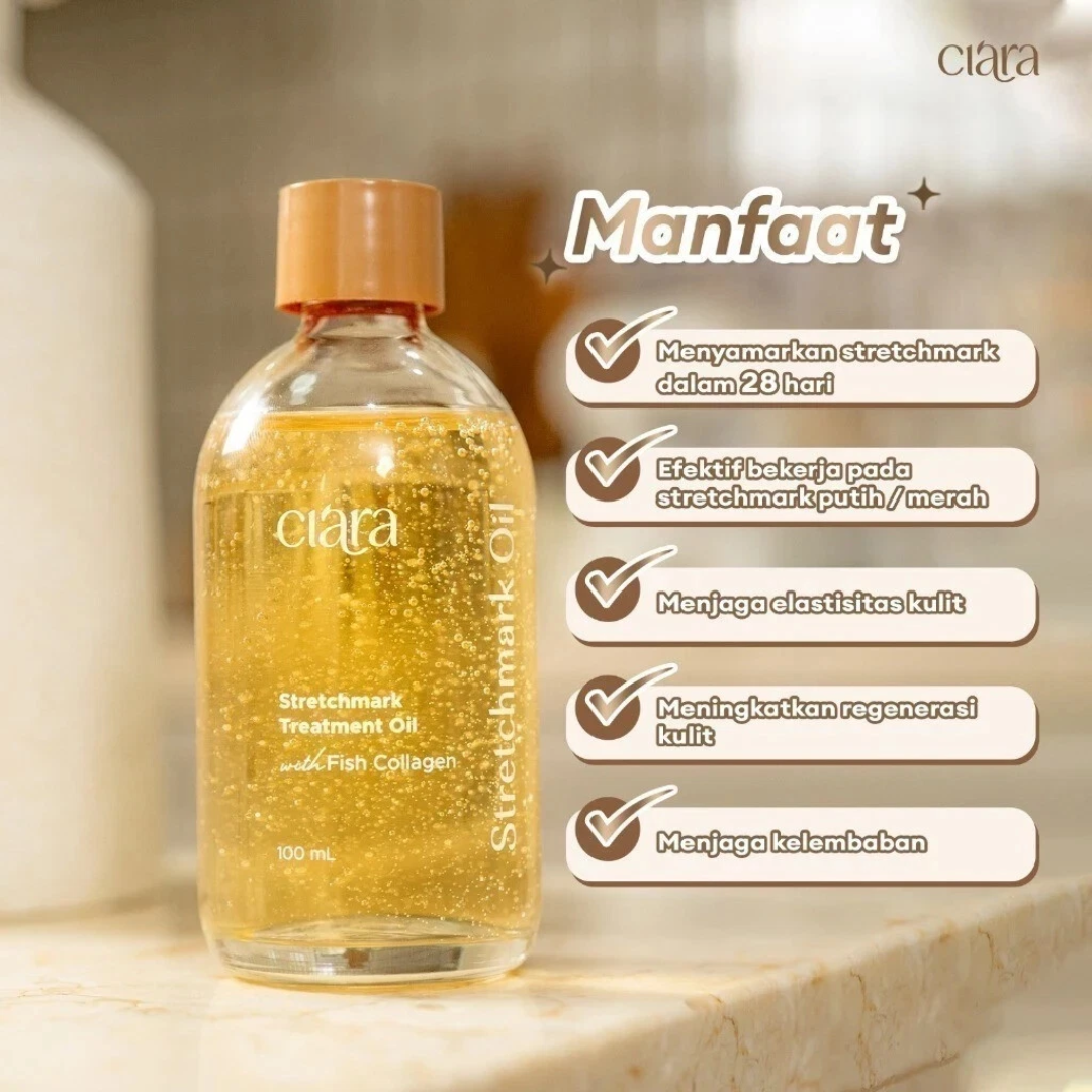 Ciara Stretchmarks Treatment Oil – Fade Stretchmarks on Belly & Thighs – With Fish Collagen – Nourish, Repair & Renew – Deeply Hydrates, Improves Elasticity – Safe for Sensitive Skin