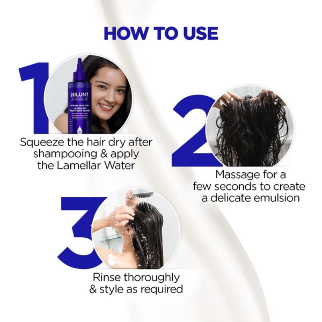 BBlunt Intense Moisture Lamellar Treatment Water | Instant Frizz Control, Smooth & Shiny Hair with Jojoba Oil & Vitamin E