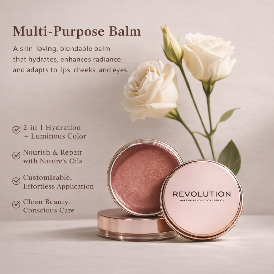 Makeup Revolution Ultimate Glow Bundle: Skin Silk Serum Foundation & Multi Glow Balm | Hydrating & Radiant Skin Duo