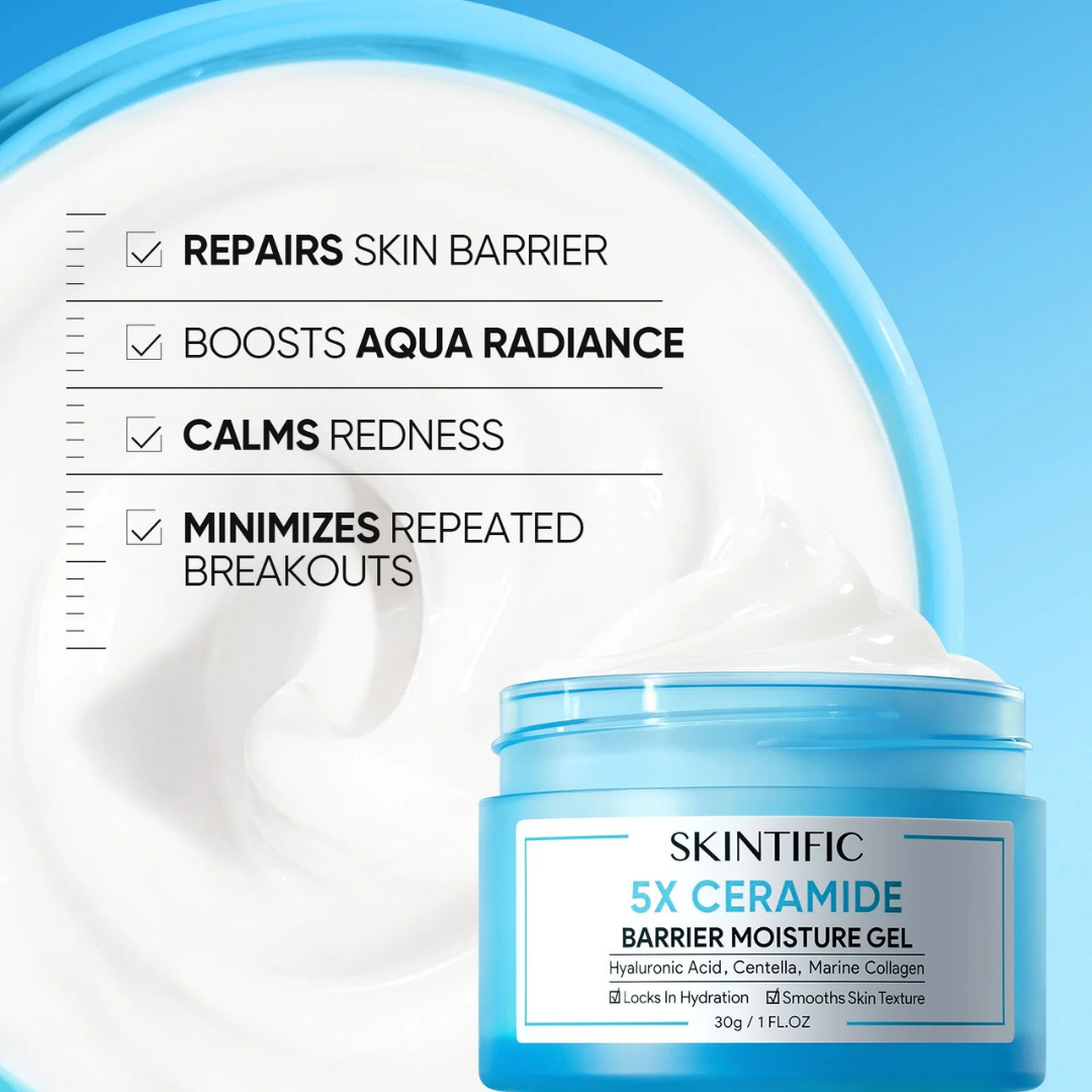 SKINTIFIC 5X Ceramide Barrier Moisture Gel | Hyaluronic Acid + Centella + Marine Collagen | Deep Hydration, Calms Redness & Repairs Skin Barrier