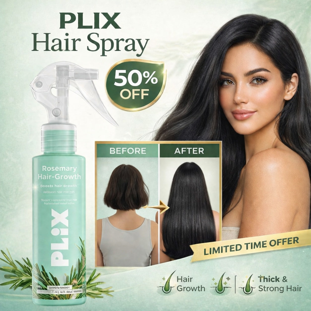 Plix Rosemary Hair Growth Advanced Hair Spray | Redensyl + Aquaxyl + Rosemary Oil | Reduces Hair Fall, Boosts Growth & Strengthens Roots
